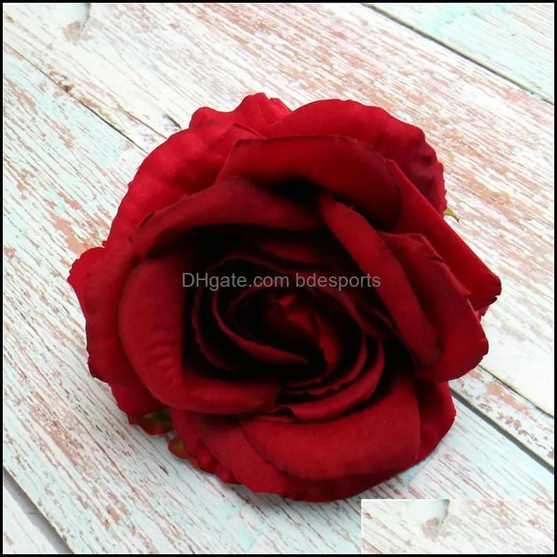 High Quality large curled rose head wholesale hand DIY fake rose flower flower silk cloth for party mermaid supplies bedroom decor