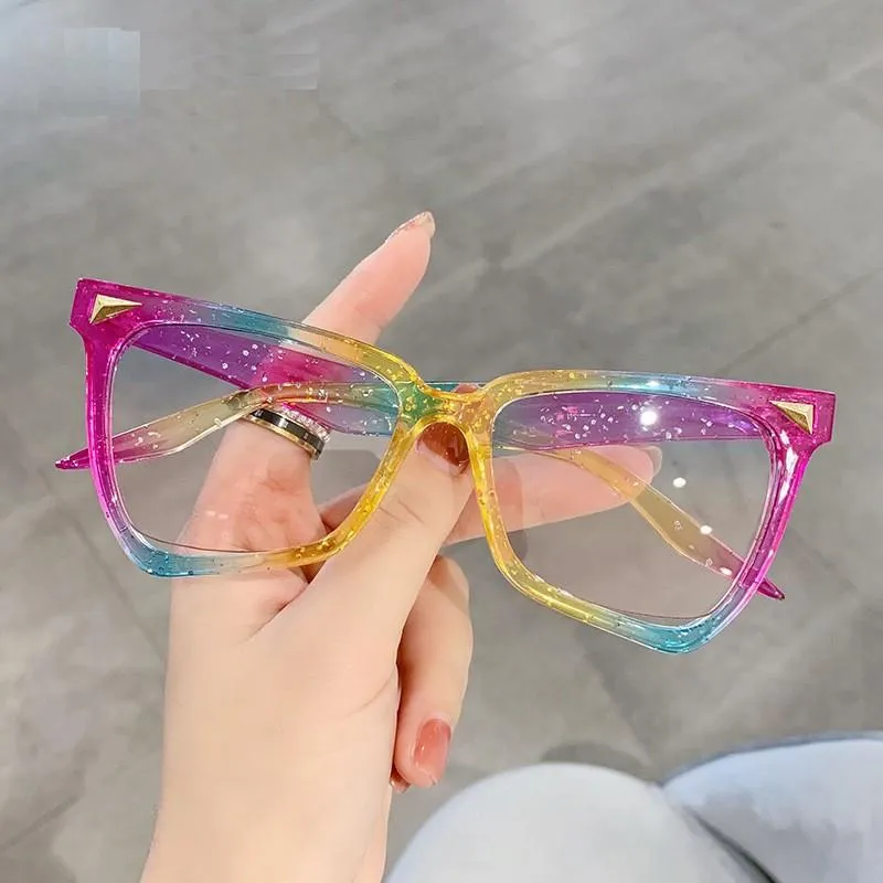 Solglasögon överdimensionerade kattögonfärgglada glasögon ram damer glasögon nagel regnbåge färg glasögon uv400sunglassessunglasses
