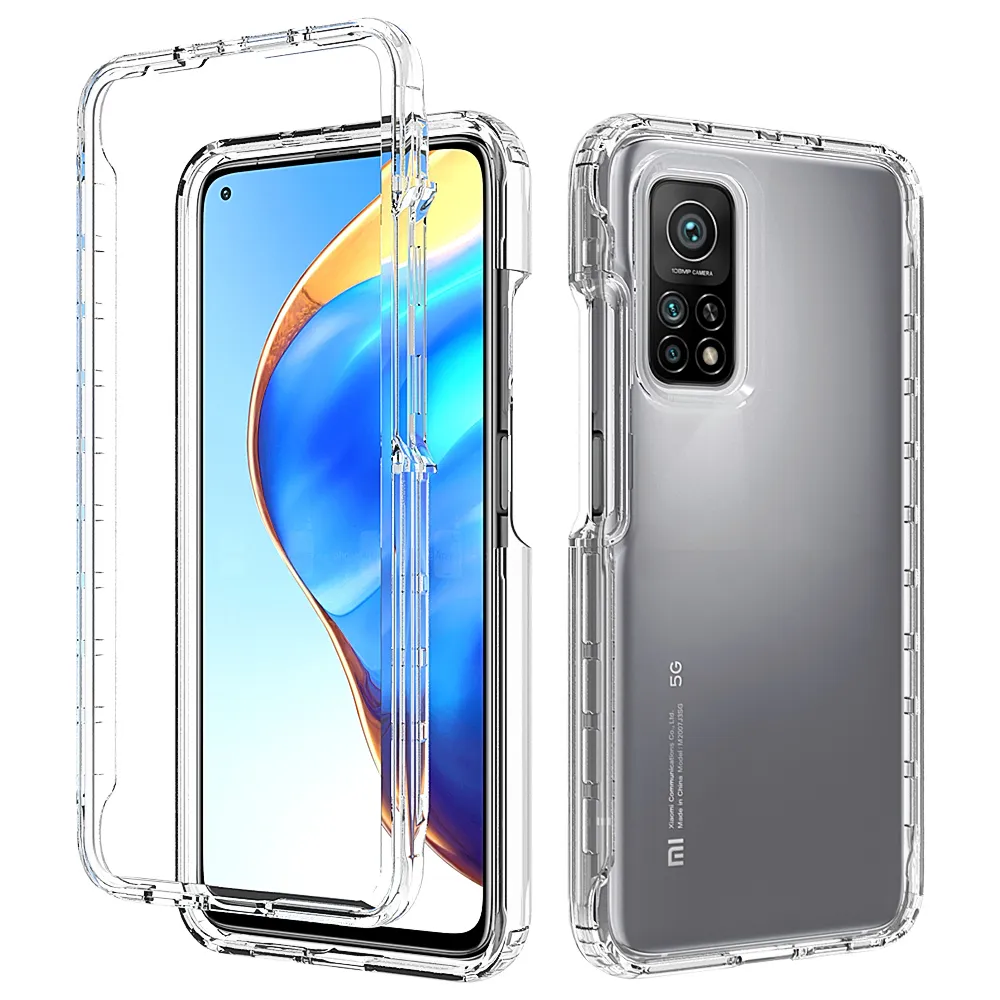 Cas de protection pour smartphone 2 en 1 Protection arrière pour téléphone intelligent Matériau soft et antichoc acrylique doux et transparent