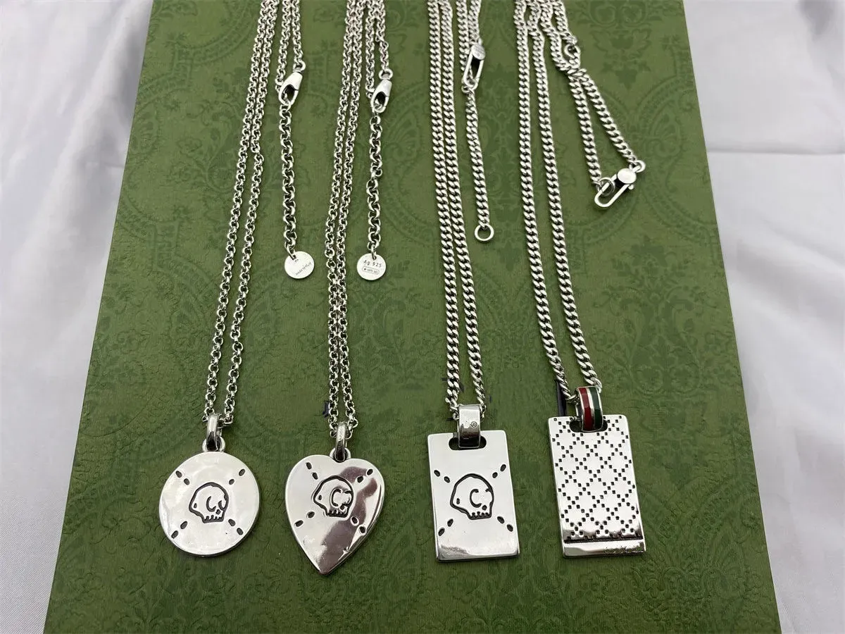 Ожерелья 2022, винтажное стерлингово-серебряное ожерелье для женщин и мужчин, ожерелье со скелетом, уличная одежда, подвеска-цепочка с привидением, колье, дизайнерские ювелирные изделия G