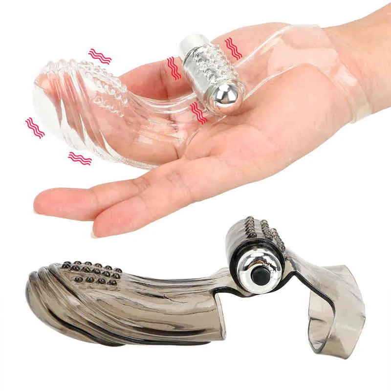 Vibrador de manga de dedo Brinquedos sexuais para mulheres Lésbicas Femininas Marbator Ponto G Massagem de dedo Orgasmo Dildo Clitóris Estimulação L220711