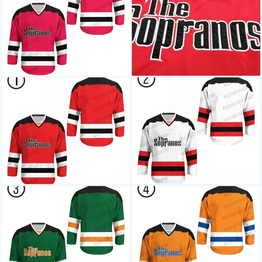 A3740 Merchandise exclusiva The Sopranos Hockey Jerseys 100% costurados Branco Verde Amarelo S-3XL FASH