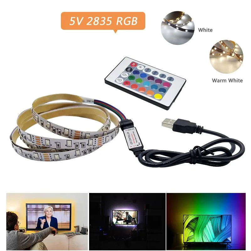 Remsor RGB LED -remsa USB PC TV Backlight 2835 SMD 50 cm 1m 2m 3m 4m 5m lampor Lampband Randad remssled