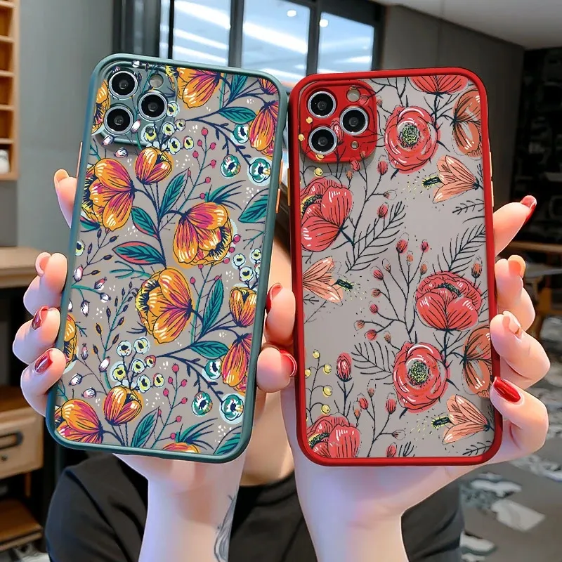 Flower Bud Telefoonhoesjes voor iPhone 14 11 12 13 Pro X XS Max XR 6s 7 8 Plus SE 2 Back Harde Shockproof Cover Funda Shell