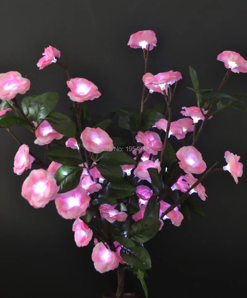 Dekorative Blumenkränze Blüte Rose Blumenlicht 20' mit 60LEDs plus grüner Blattdekoration 3V DC Adaptertyp 3m Anschlusskabel 3 Farben