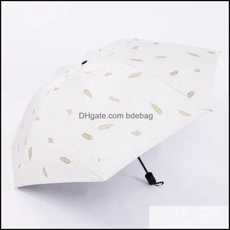 Feather Pattern Ultraviolet Protection Sunny Rain Dual-use Umbrella Folding Sunscreen Waterproof