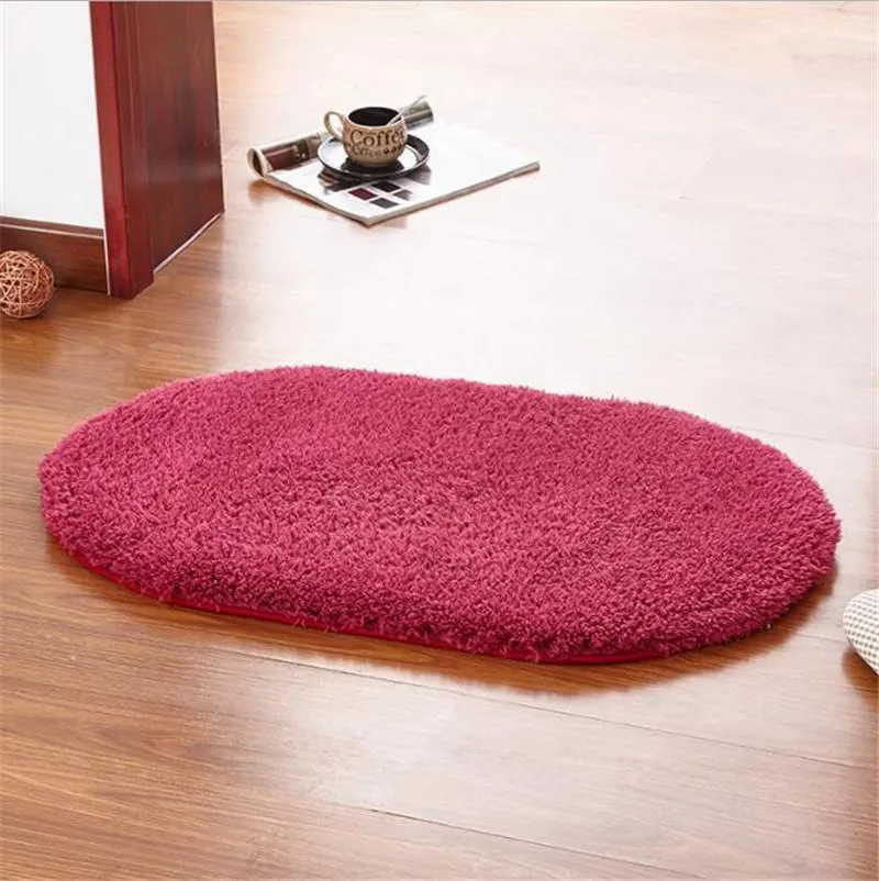 Tapis de bain luxe 400x600mm ovale tapis en polyester antibactérien antidérapant tapis de salle de bain paillasson tapis de sol 7 couleurs disponibles