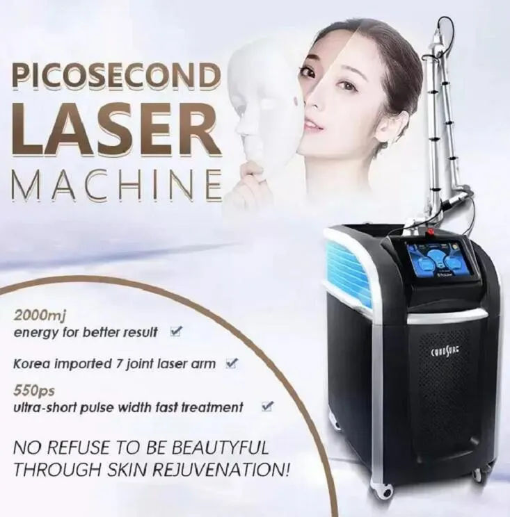 FDA -godkänd pico -laser med 450Ps puls tatueringsfläckar ögonlinje och läppborttagning epidermis och dermis pigment fräkn borttagning av borttagningsbehandlingsbehandling