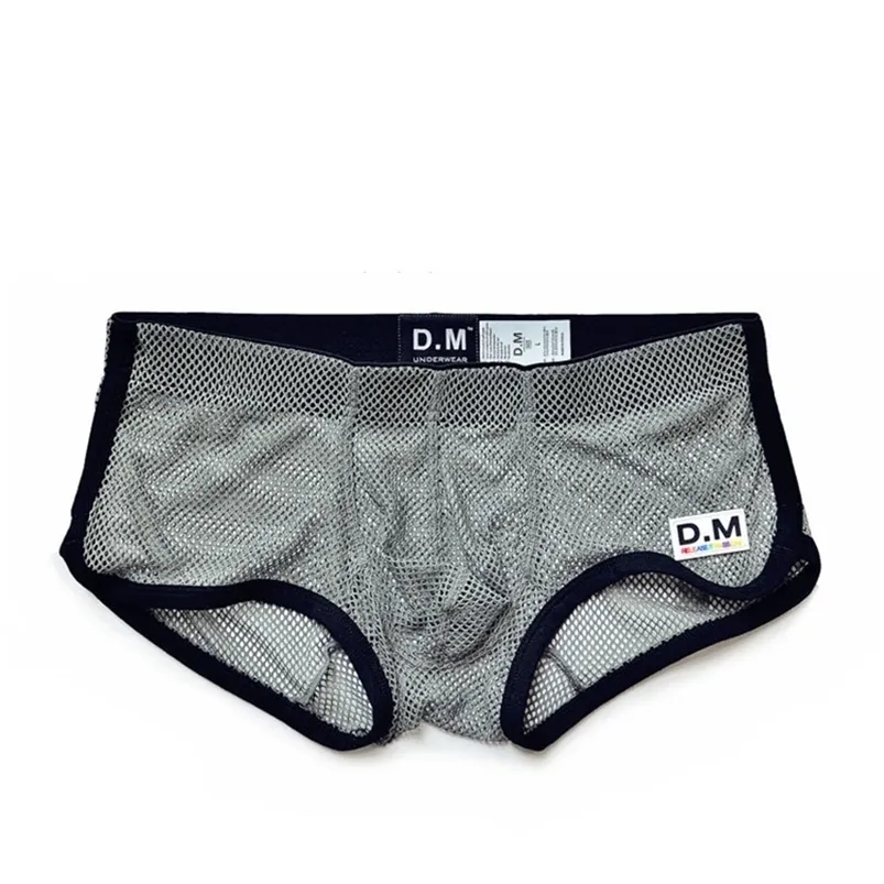 Manliga underkläder underbyxor mesh sexiga män underkläder gay ropa interiör hombre män s boxer perspektiv boxershorts cueca masculina lj201110