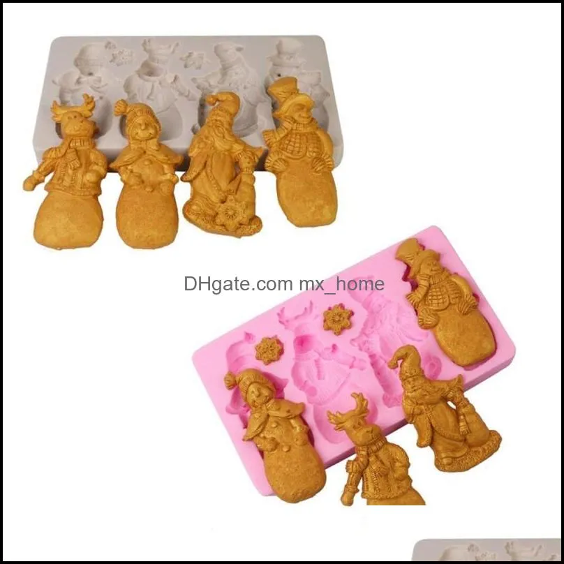baking moulds silicone material fondant mould cakes molds candy mold snowman and santa claus shapes design patterns accessoriesbaking