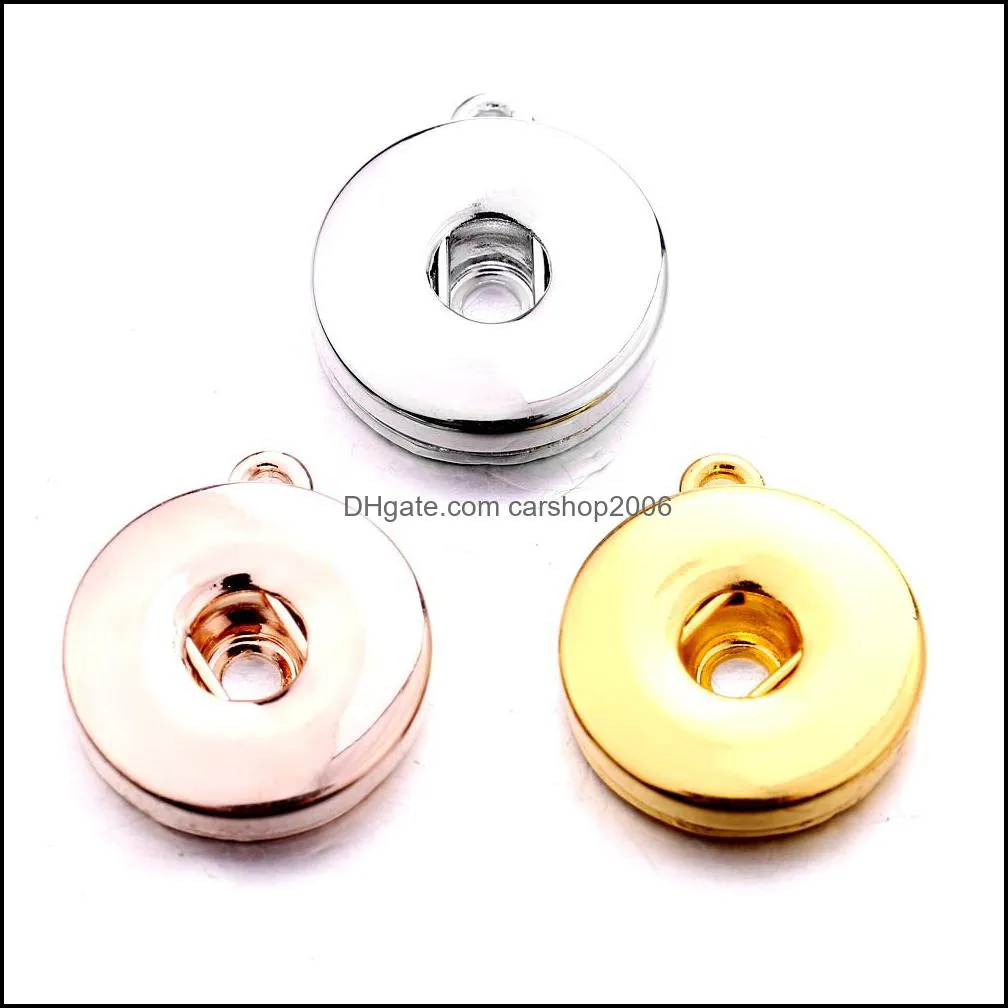 silver gold alloy 18mm ginger snap button base charms pendants for snaps bracelet earrings necklace diy jewelry accessory