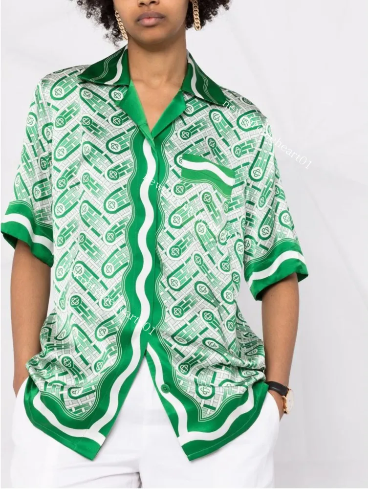Casablanc kvinnor Ping Pong klassisk sidenskjorta bordtennis kortärmade män designerskjortor toppar