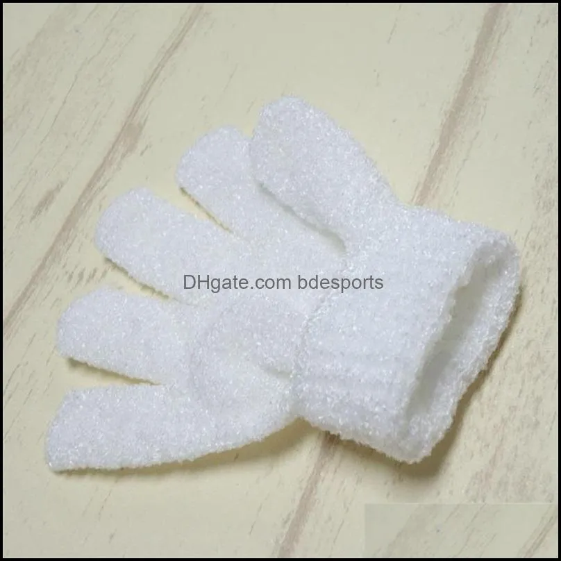 White Nylon Body Cleaning Shower Gloves Exfoliating Bath Glove Five Fingers Bath Bathroom Gloves Home Supplies 4 M2
