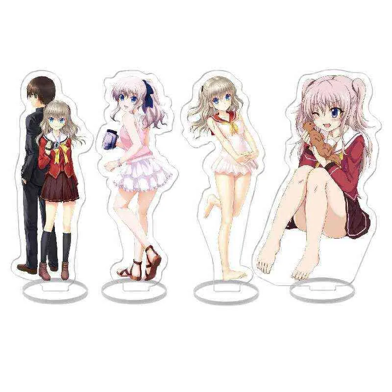 Anime Charlotte Actiefiguren NAO YUU YUSA AYUMI Karakter Charlotte Acryl Stand Modellen Plaat Bureau Decor Standing Sign Gift AA220318