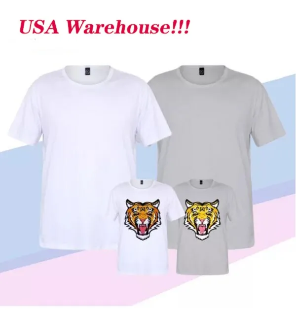 Local Warehouse Sublimation Blank T-Shirt White Polyester Shirts Sublimation Short Sleeve T-Shirt for DIY Crew Neck XL 2XL 3XL