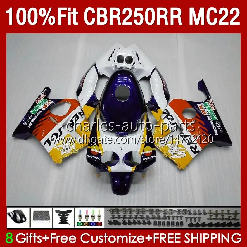 Injection Body For HONDA CBR250 CBR 250RR 250 RR CC 131No.175 CBR250RR MC22 90 91 92 93 94 95 96 97 98 99 250CC Repsol Blue 1990 1991 1992 1993 1996 1997 1998 1999 Fairing