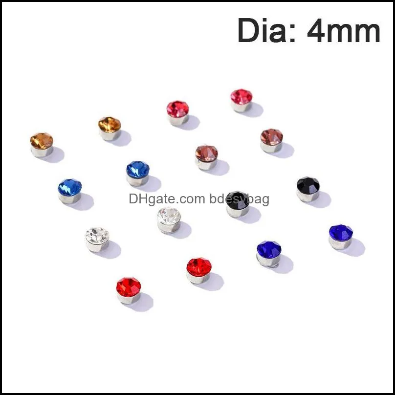 Kolczyki stadninowe biżuteria 8Pair/set urok okrągły kryształowy rhinestone Magnet kolczyki Komina Kobiety MANS MAGNETIC FAKTION Ear Clug for Dhdfz