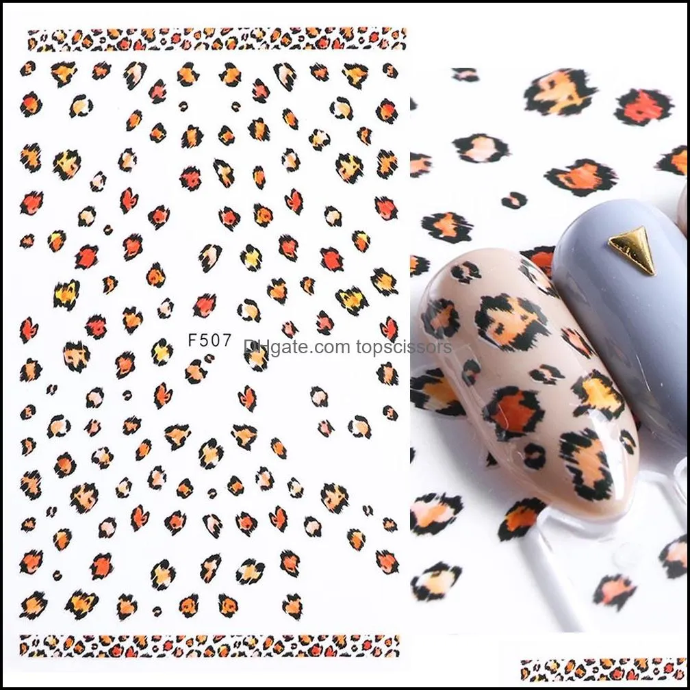 1pcs Nail Stickers Decals Leopard Print Animal Pattern Design 3D Adhesive Manicure Tools Sliders Nail Art Decoration JIF505-510