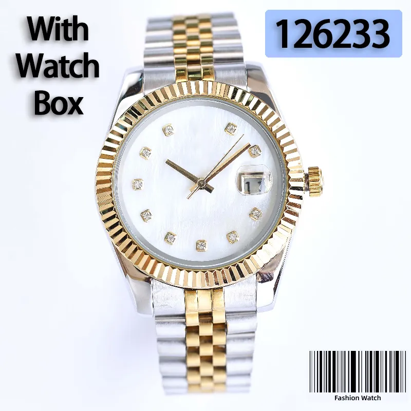 Białe złoto podzielone diamentowe zegarki mechaniczne Mężczyzny Watch Strap Stal Stal Pasek dzień Nowy modny luksusowy prosty styl prezenty świąteczne z pudełkiem zegarowym