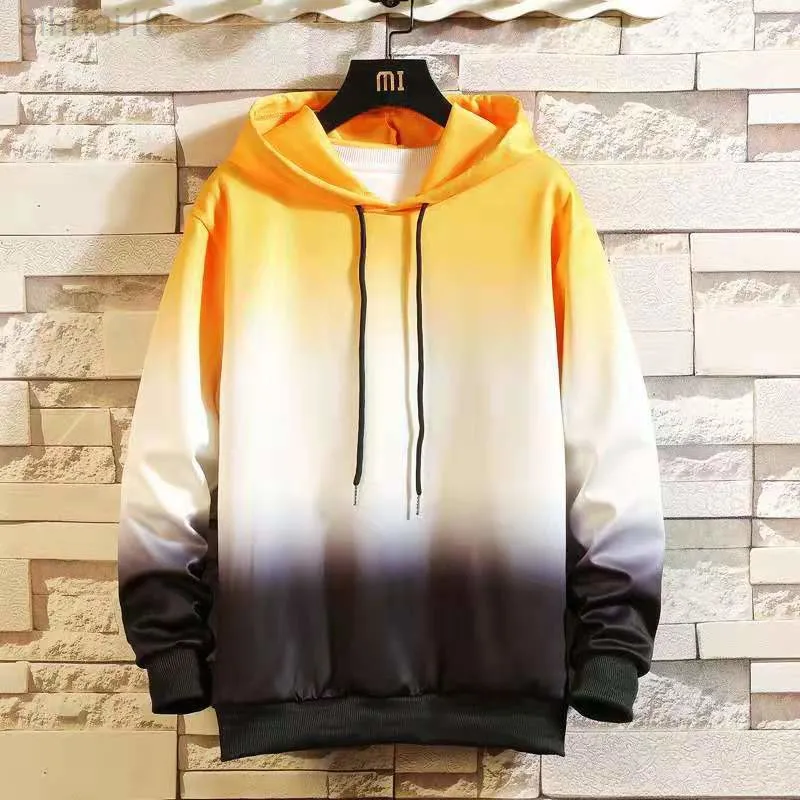 Gradient Hoodies Men Casual Long Sleeve Sweatshirt Male New Spring Autumn Jogger Hoodie Fitness Sportwear Clothing 6xl L220730