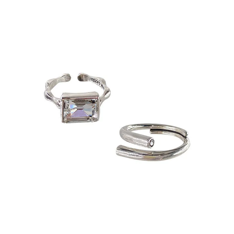 Argento COLORE Design unico Quadrato Zircone Croce Anello di apertura Fascino femminile Splendidi gioielli per feste all'ingrosso