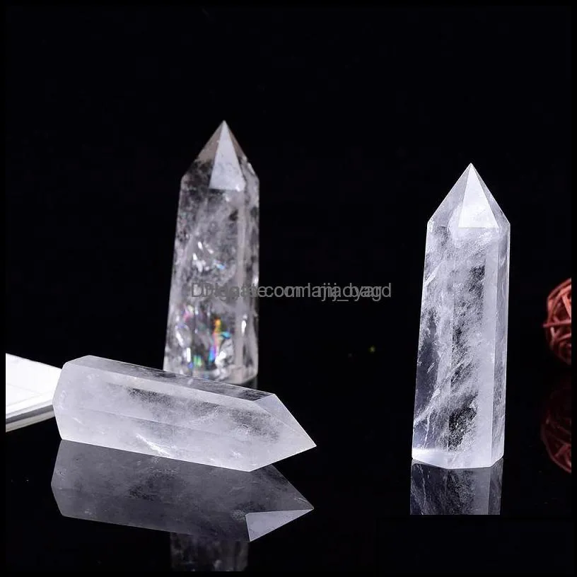 Arts And Crafts Arts, & Gifts Home Garden White Crystal Tower Ornament Mineral Healing Wands Reiki Natural Six-Sided Energy Stone Ability