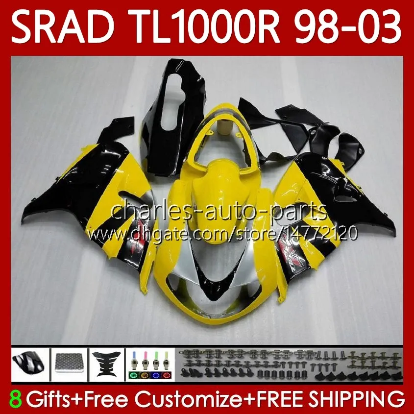 Suzuki Srad TL1000R TL-1000 TL 1000 R 98-03 Body 118no.7 TL-1000R TL1000 R 98 99 00 01 02 03 TL 1000R 1998 1999 2000 2001 2002 2003 페어링 키트 노란색 주식 BLK