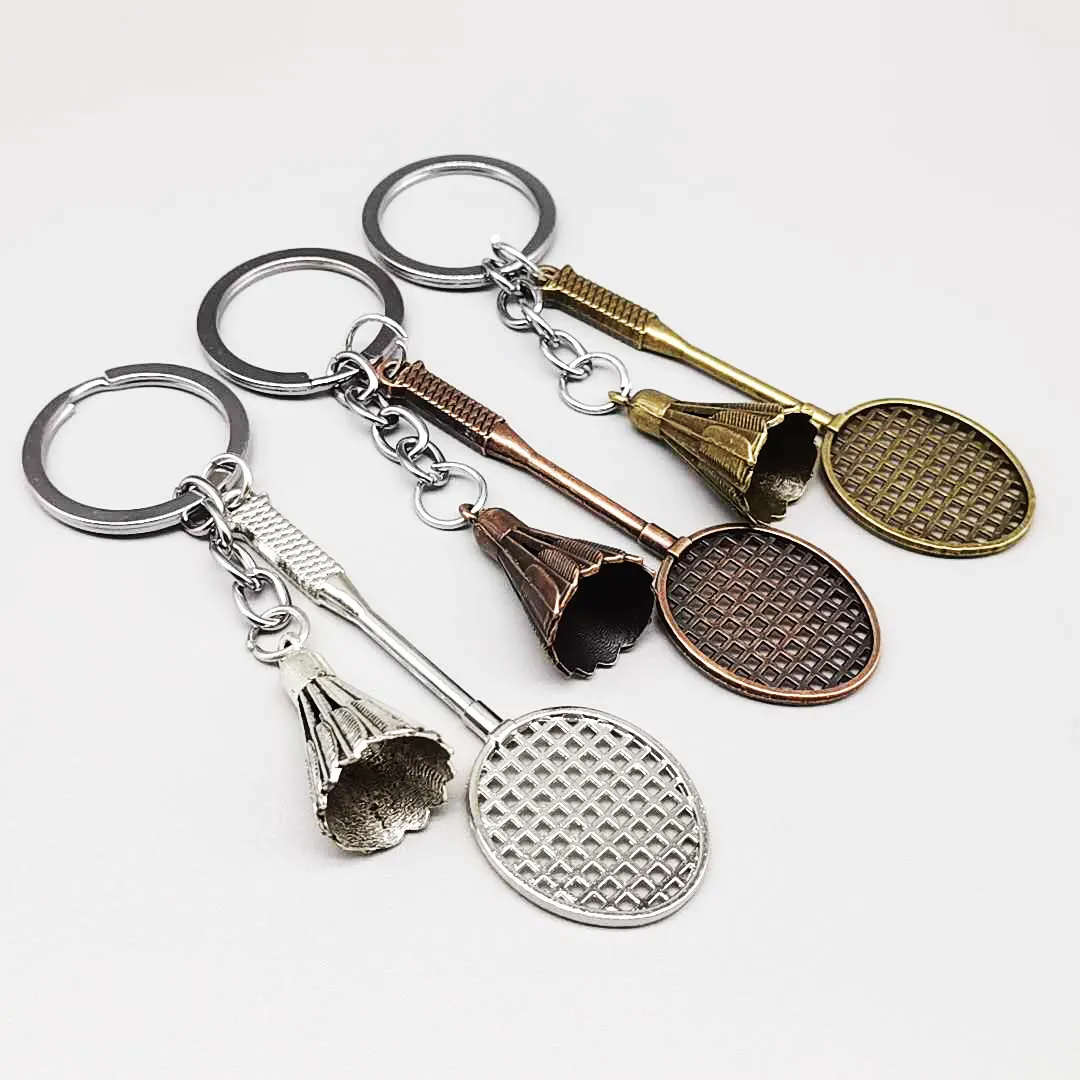 Alloy Badminton Racket Keychain - Stylish Sports Bag Charm & Keychains ...