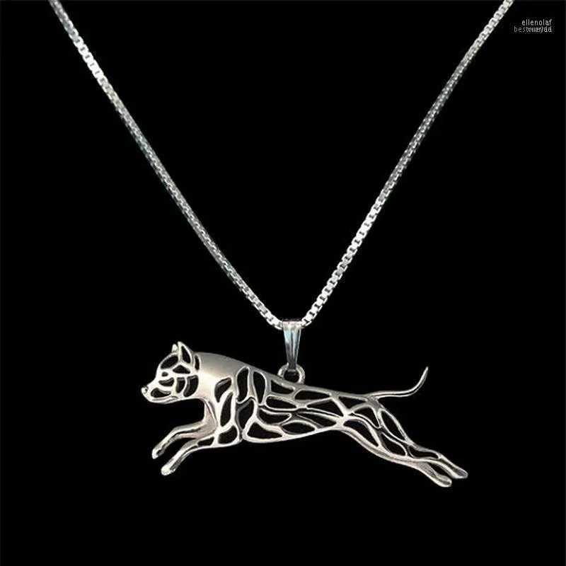 Pendant Necklaces Jewelry Leaping American Staffordshire Terrier Pitbull Lovers Metal Drop Elle22