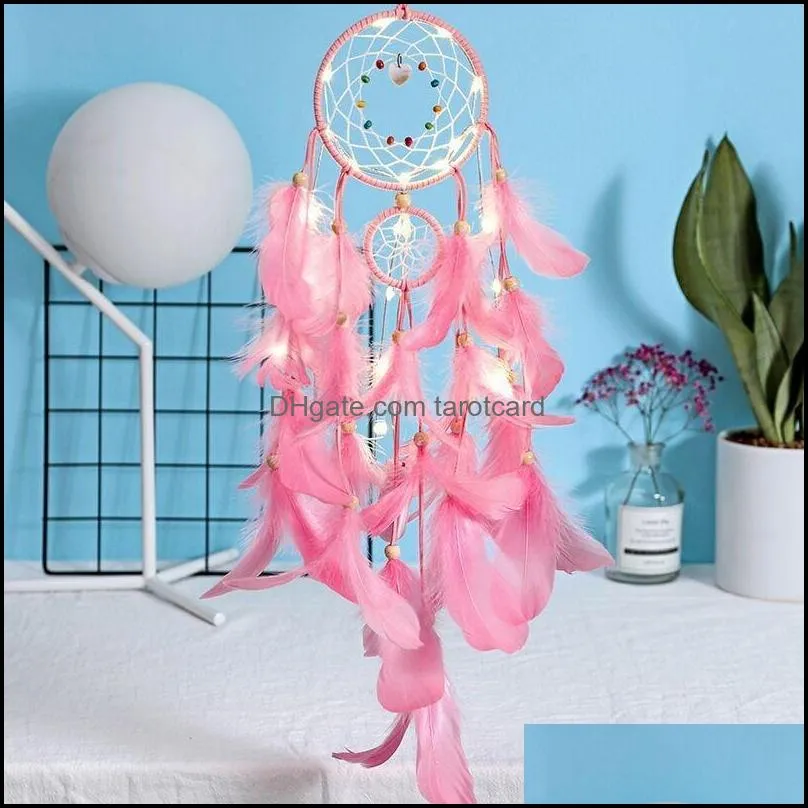 Party Decoration Girl Heart Lovely Feather Dream Catcher Room Wind Chime Pendant Birthday Gift Drop Delivery 2021 Event Supplies Festive H