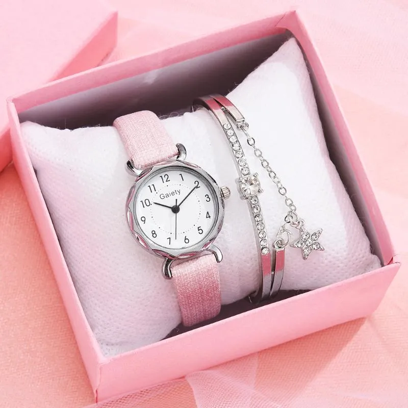 Начатые часы студенты Canvas Watch Fashion All-Match Ladies Bracelet Set Women Quartz Watches Zegarek Damski Reloj Mujerwristwatches