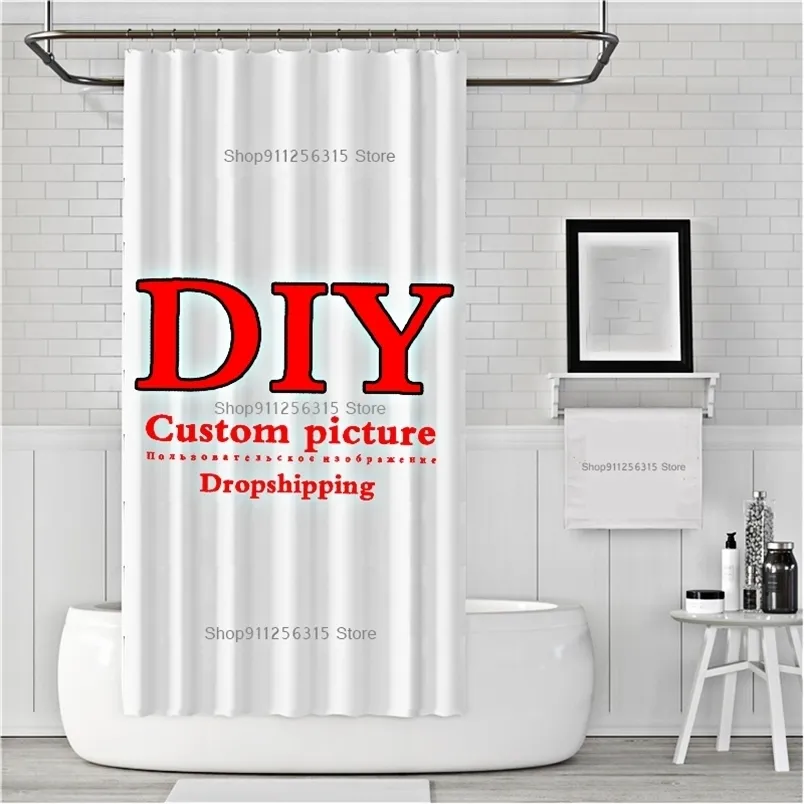 DIY Custom Picture Shower Curtain 3D Print Bathroom Waterproof Polyester Curtain Octopus Washable Bath Decor Drop 220616