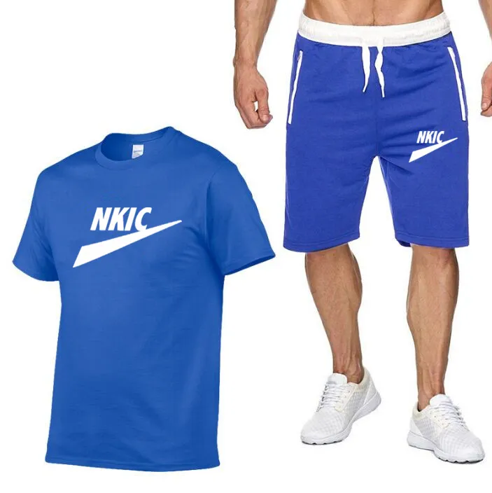 Męskie 2-częściowe stroje sportowe Ustawione z krótkim rękawem 2022 Summer Leisure Casual Short Marka Logo Drukuj Bawełna Męska koszulka + krótki S-2XL