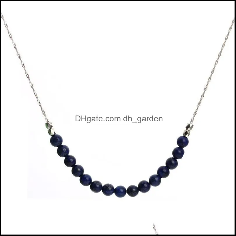 Pendant Necklaces Natural Stone Necklace Lapis Lazuli Blue Turquoise 8mm Round Simple Stylish For Women Jewelry Gift