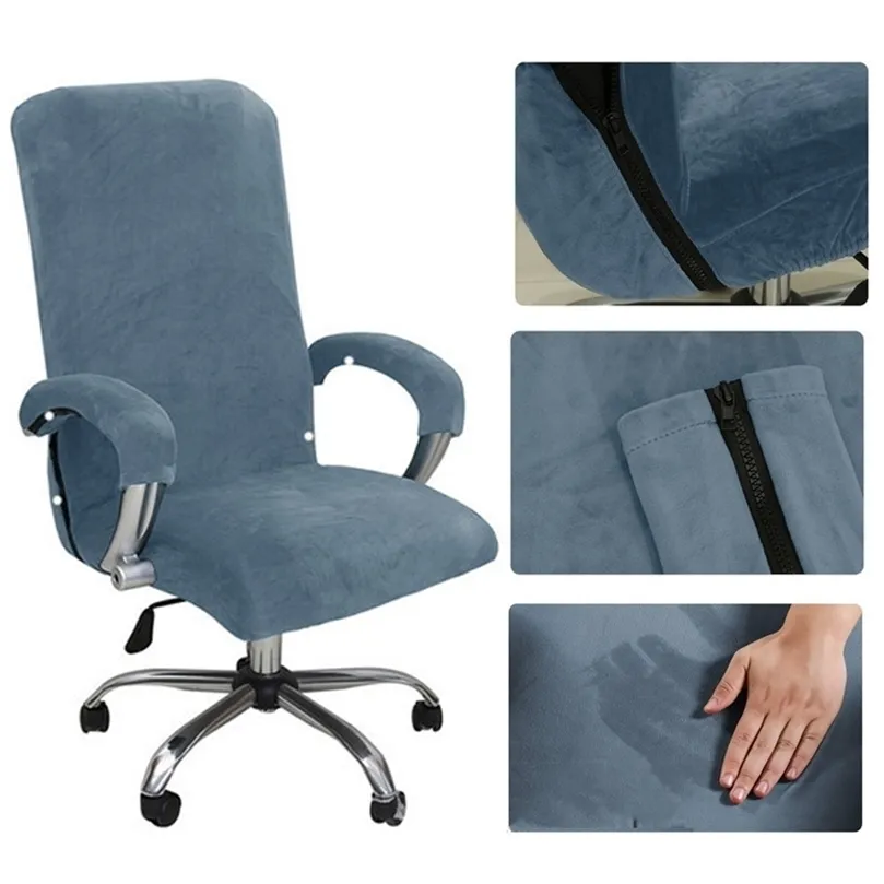 1Set Velvet Elastic Chair Cover Thickened Internet Cafe Cinema Armchair Case Office Staff Computer Swivel Seat Cover Removable 220513