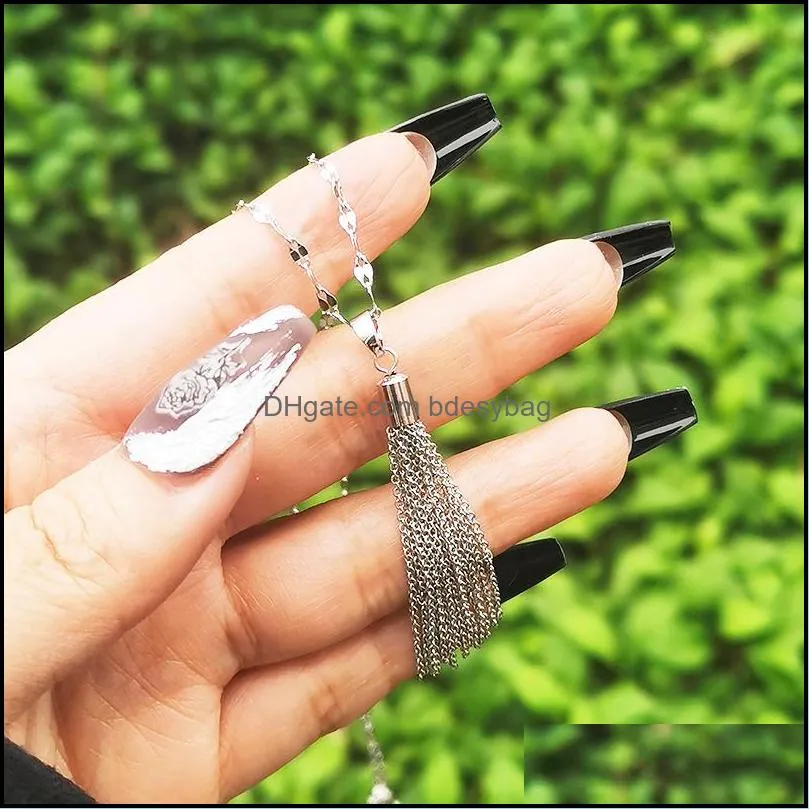 pendant necklaces fashion rose gold silver color tassel stainless steel necklace for women jewelry 2022 choker accessories 851