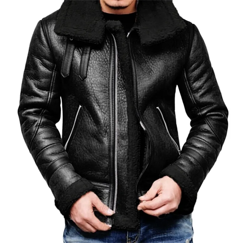 KANCOOLD Hommes Vestes En Cuir Automne Hiver Casual Moto PU Veste Manteaux Chaud Fourrure Doublure Revers Vestes Outwear Top 826 201128