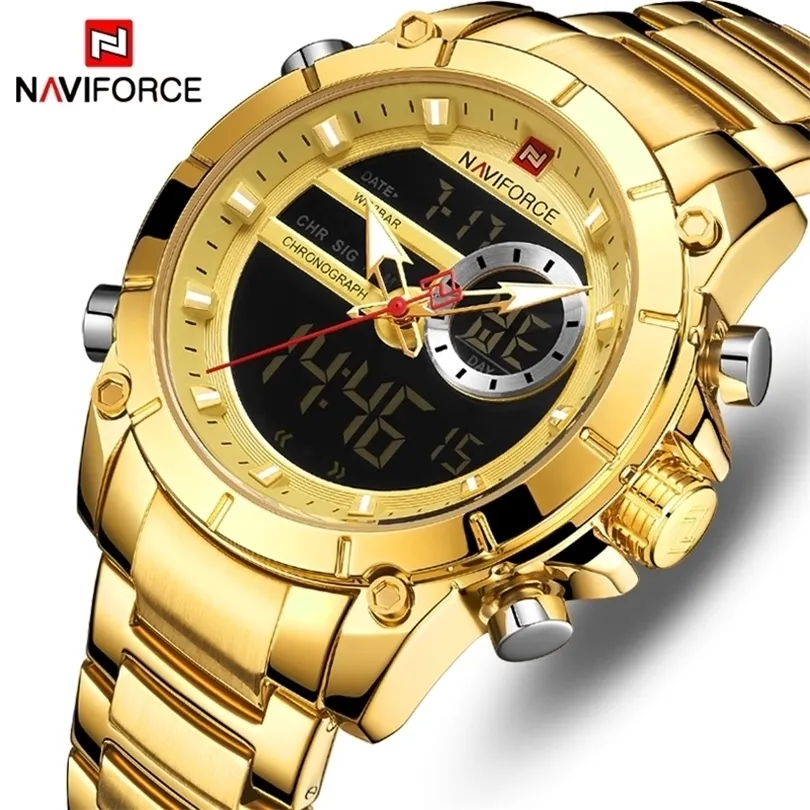 Relogio Masculino Men Watch Naviforce Top Brand Luxury Fashion Military Mens Watches防水スポーツメンズリストウォッチT200815