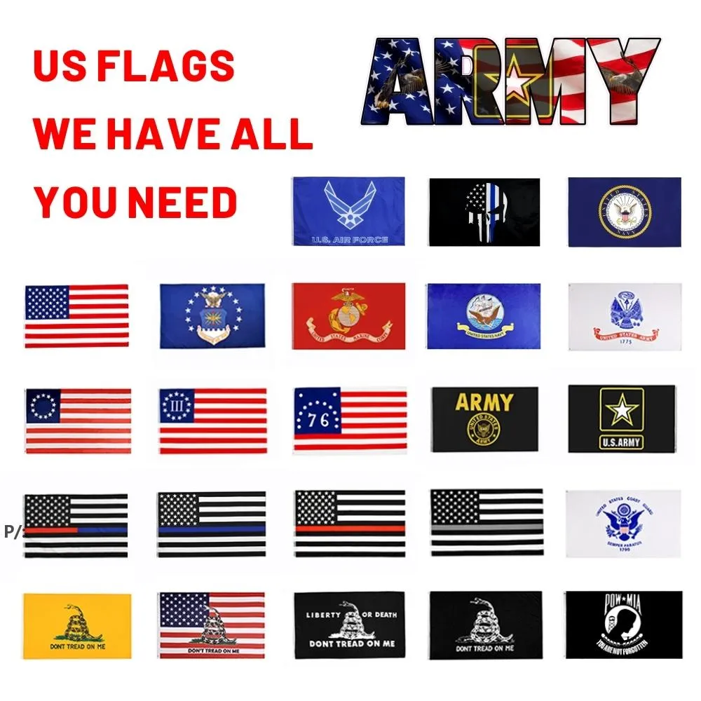 Partihandel 3x5ft Amerikanska USA sjunker US Army Banner Airforce Marine Corp Navy Flaggor som visar ditt patriotism dekoration hus GCA13133