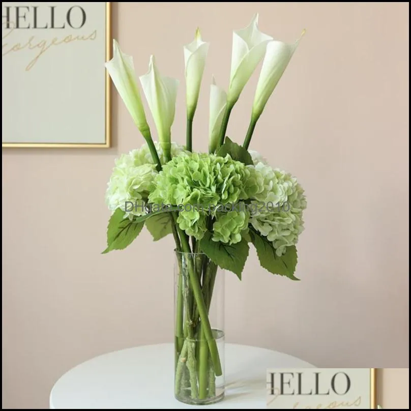 Decorative Flowers & Wreaths Artificial Calla Lily Bouquet For Wedding Decoration Bunch Bridal Fake Plants Party Interior Decor