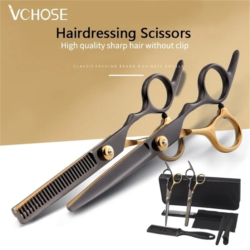 Hair Scissor High Quality Dressing Cutting Thinning Barber Set Salong Shears Hem Använd för Man Kvinna 220317