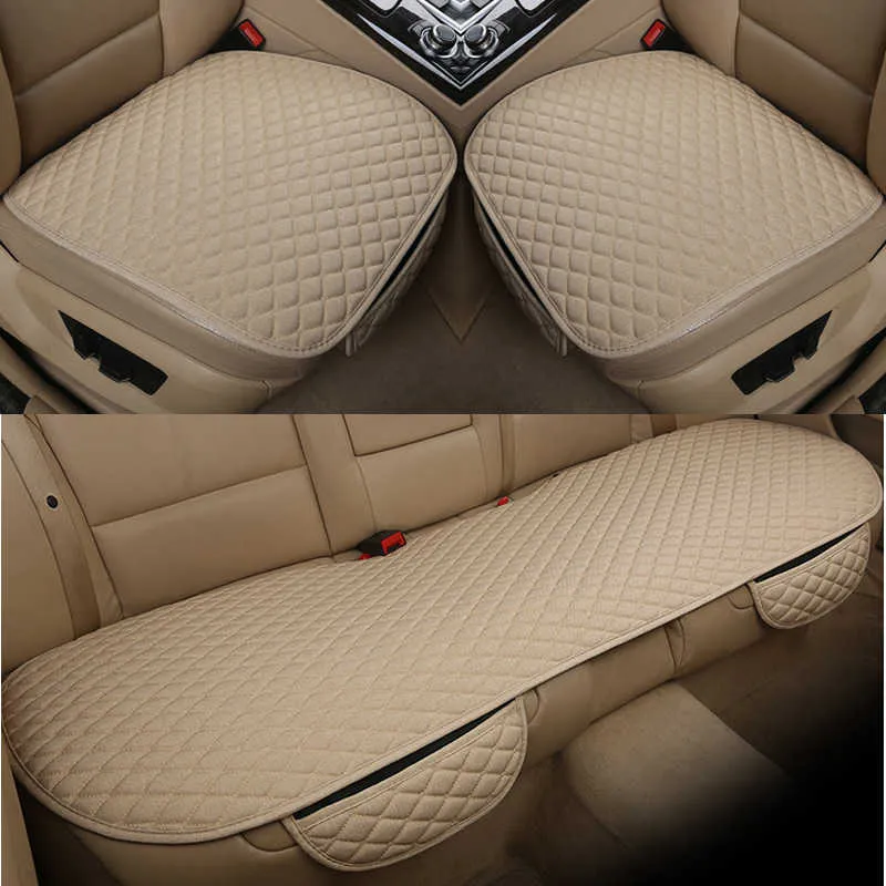 Coprisedile per auto in lino Cuscino in tessuto di lino anteriore posteriore Cuscino per tappetino protettivo traspirante Tappetino universale per interni auto Camion SUV Van
