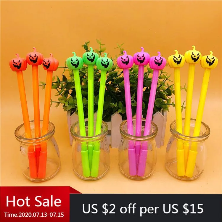 Bolígrafos de gel 24 PCS Creative Halloween Pumpkin Head Pen Papelería para estudiantes Suministros de oficina para escribir Papelaria Canetas