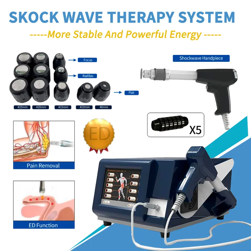 Machine de thérapie par ondes de choc avec 2 poignées équipement de double onde de physiothérapie pour le corps de soulagement de la douleur Edswt amincissant