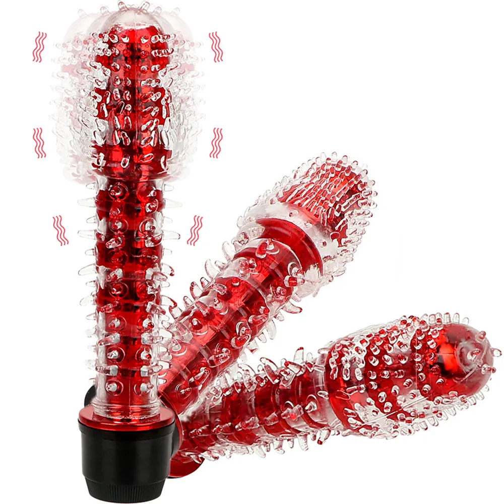 Enormi vibratori Magic Wand Jelly Dildo con perline da massaggio per le donne Masturbatore a più velocità Stimolatore del clitoride Giocattoli sexyo per adulti Articoli di bellezza