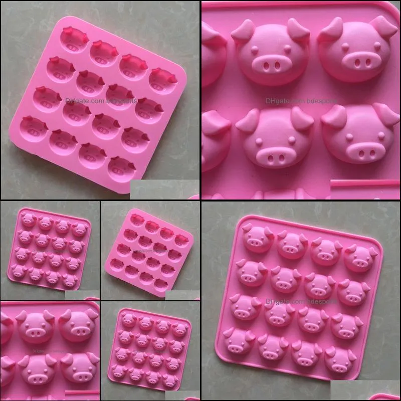 16 Hole Silicone Mold Cute Pig Head Shaped Chocolate Mold DIY Piggy Cake Mould Handmade Soap Molds ZA6674