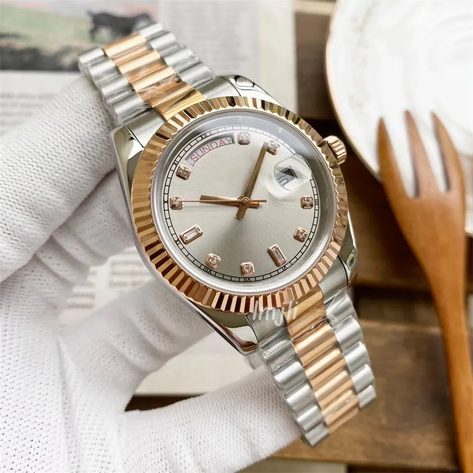 Orologio automatico di lusso per uomini quadrante da 41 mm oro rosa di diamanti acciaio inossidabile 904L