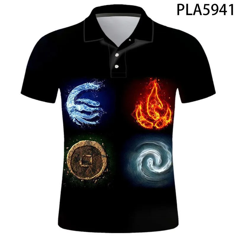 رجال Polos Ropa de Hombre أزياء الصيف غير الرسمي قصير الأكمام ثلاثية الأبعاد المطبوعة القمصان Avata آخر Airbender Streetwear Cool Homme Topsmen's