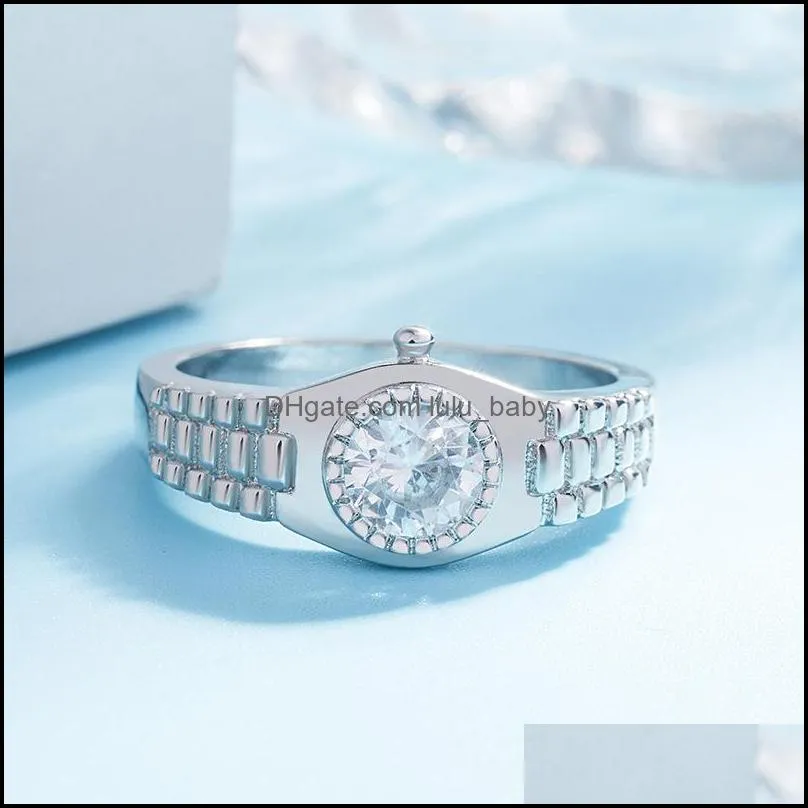 watch ring set white diamond silver ring party birthday gift jewelry fashion watches rings