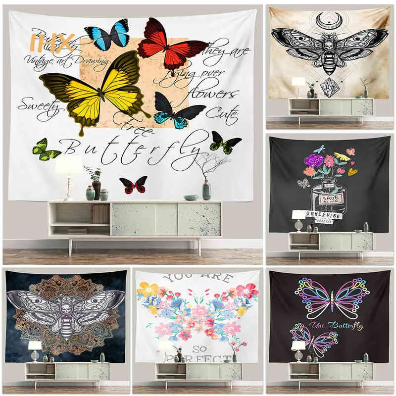 Tapisserie papillon tapis tenture murale Hippie chambre décor chambre esthétique Mot